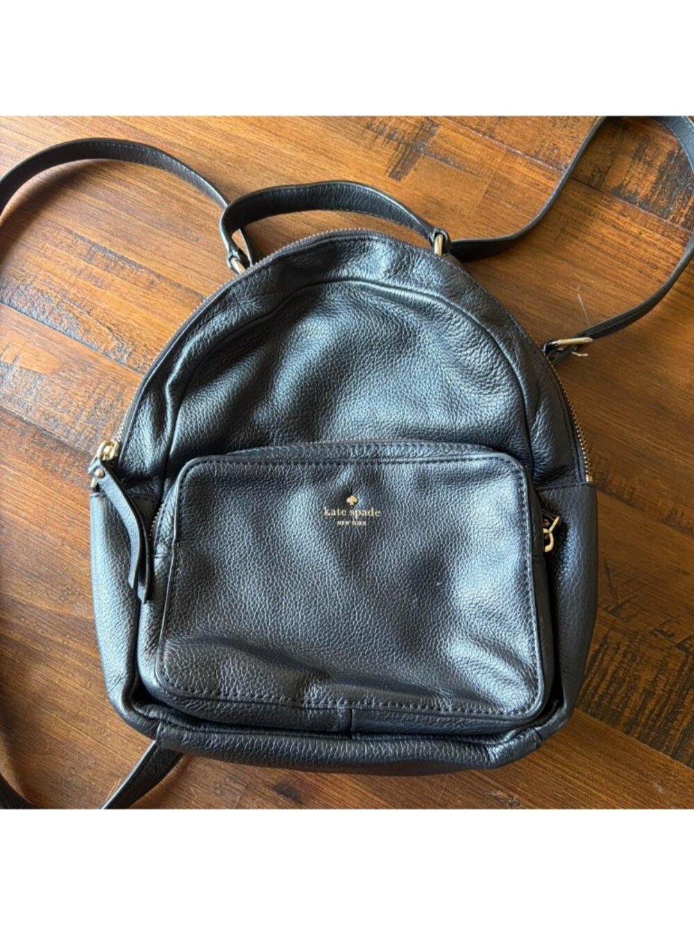 Kate Spade black pebble leather Larchmont Avenue Mini Nicole mini Backpack